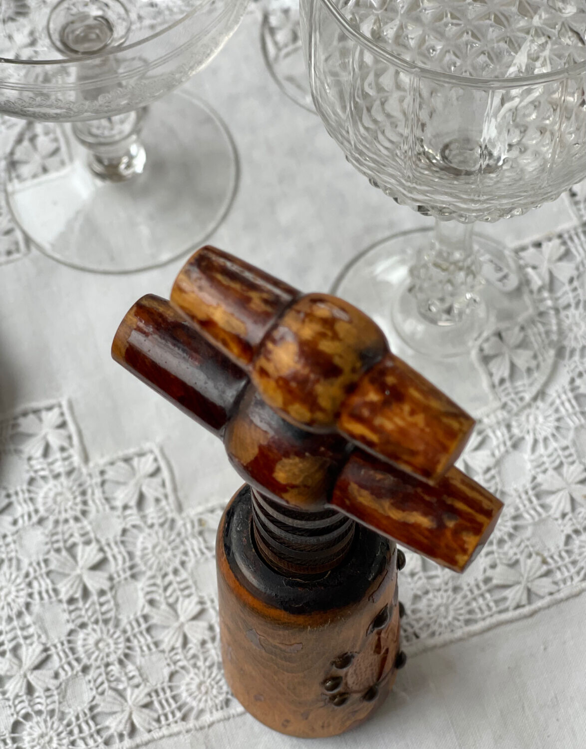 Old wooden corkscrew