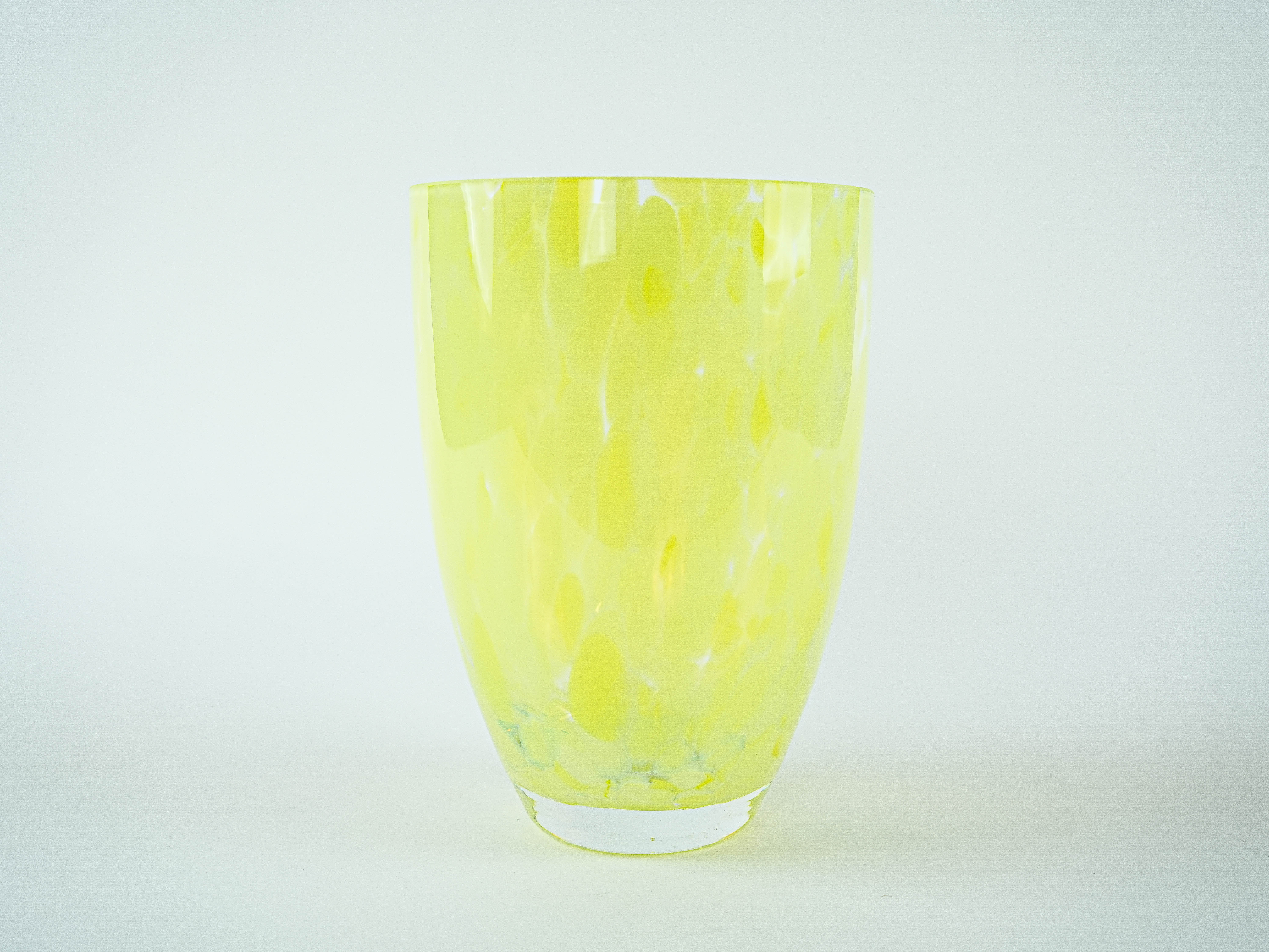 Lemon-coloured glass vase, Danish design, 1970s, made in Denmark