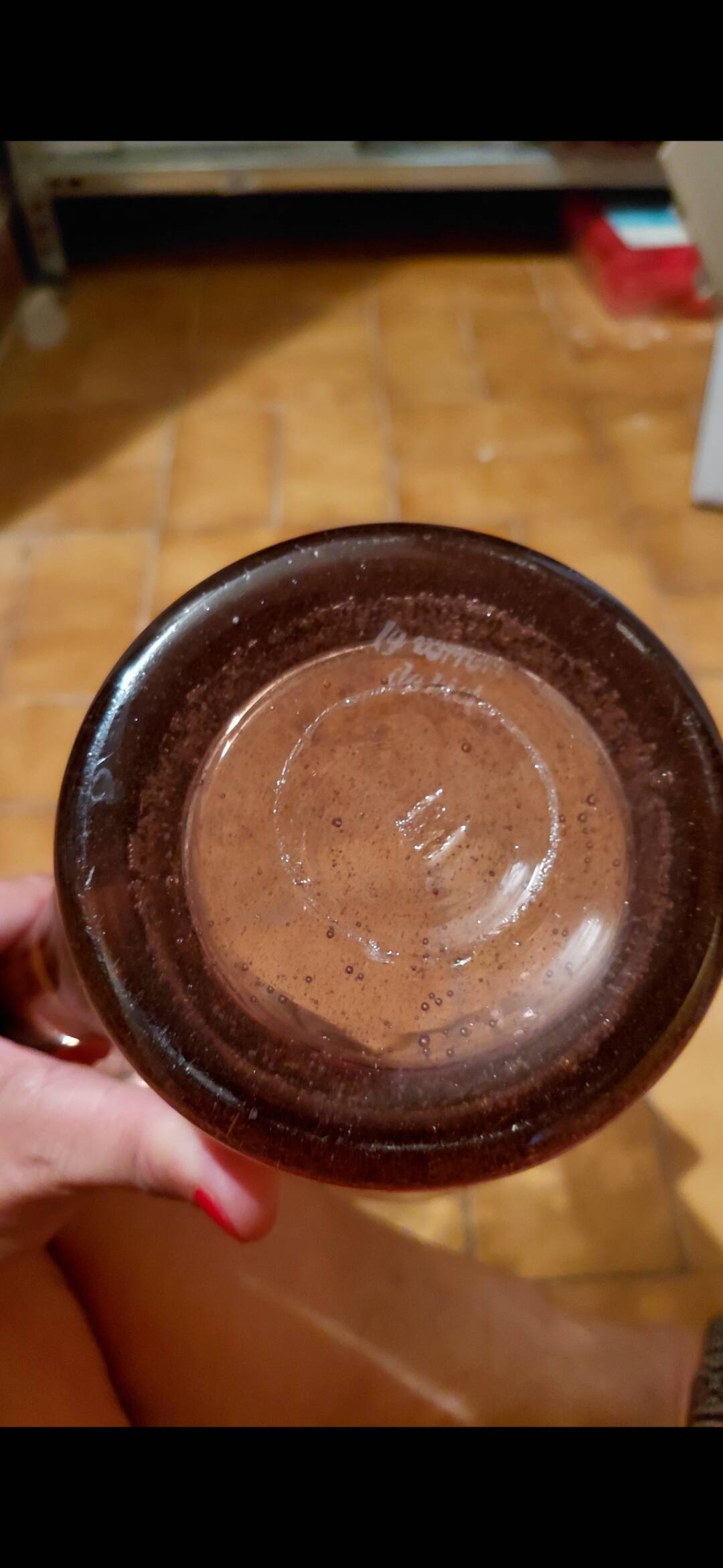 Pichet en verre soufflé rosé Verrerie Le Biot