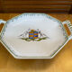 Old style moustiers plate white ceramic polychrome decor vintage