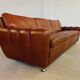 Retro vintage Danish 3 person Svend Skipper sofa in chestnut brown leather