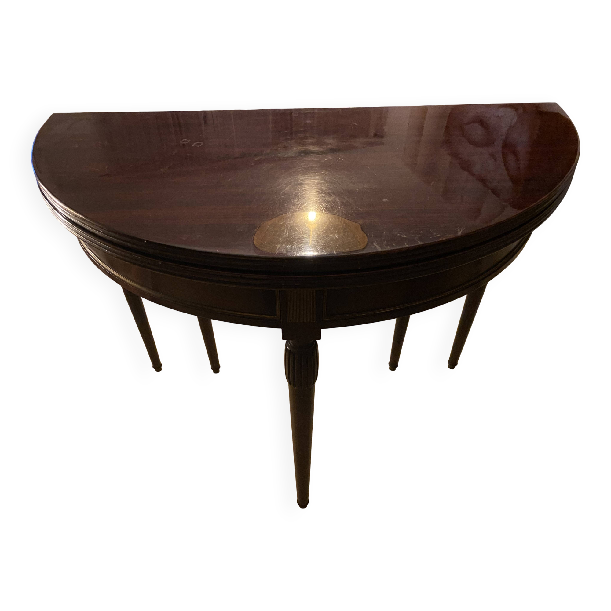 Dark wood Regency style folding demi-lune table