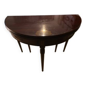 Table demi-lune pliante style Regency en bois foncé