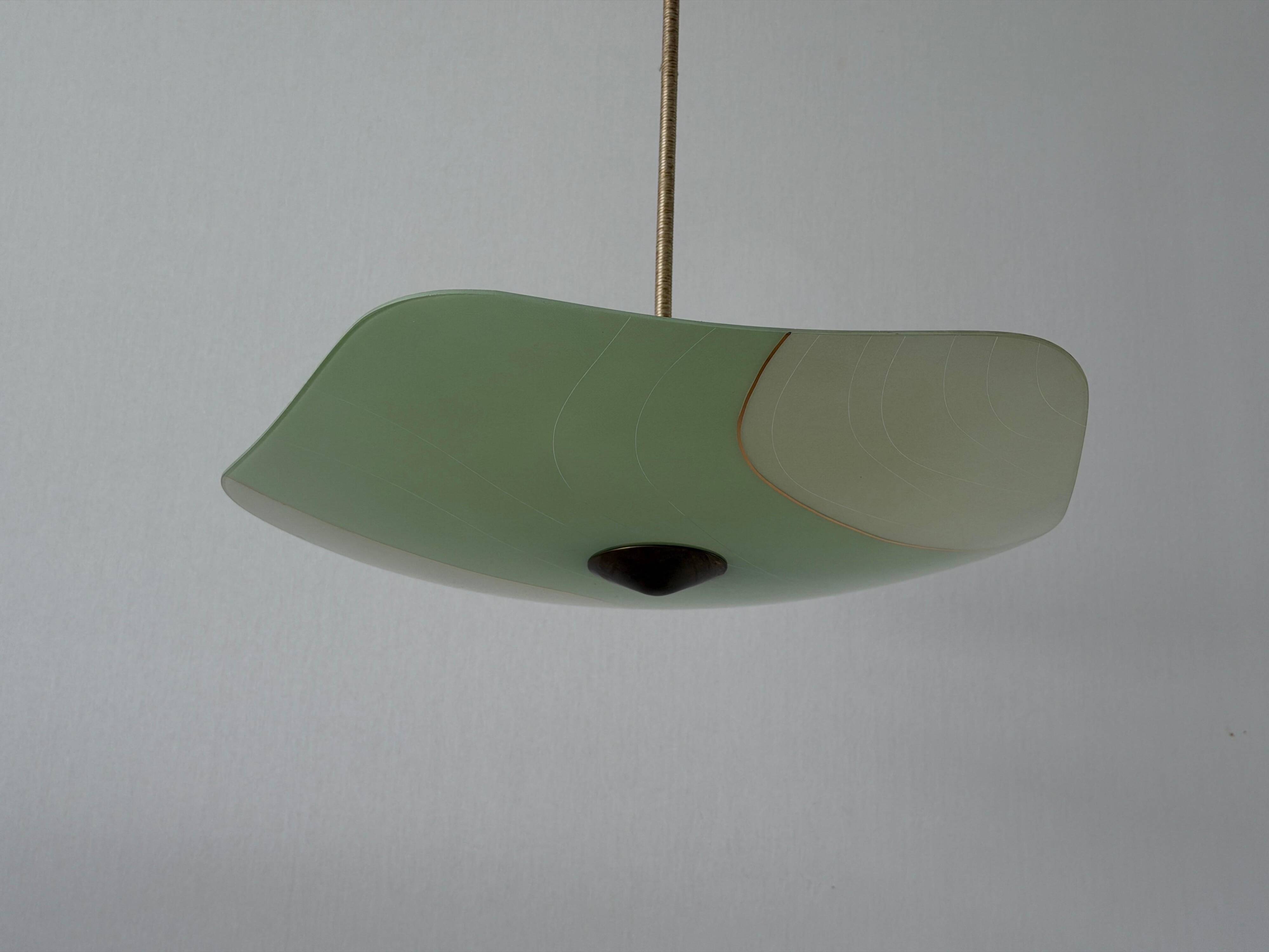 Art Deco pentagonal green glass ceiling light, 1940s, Germany