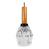 Lampe de plafond des années 1960 1970, lampe suspendue en teck et verre, style mid-century Space Age.