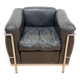 Fauteuil LC2 en cuir noir avec cadre chromé par Le Corbusier pour Cassina, 1965