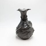 Pewter vase - art nouveau - nude woman j. garnier