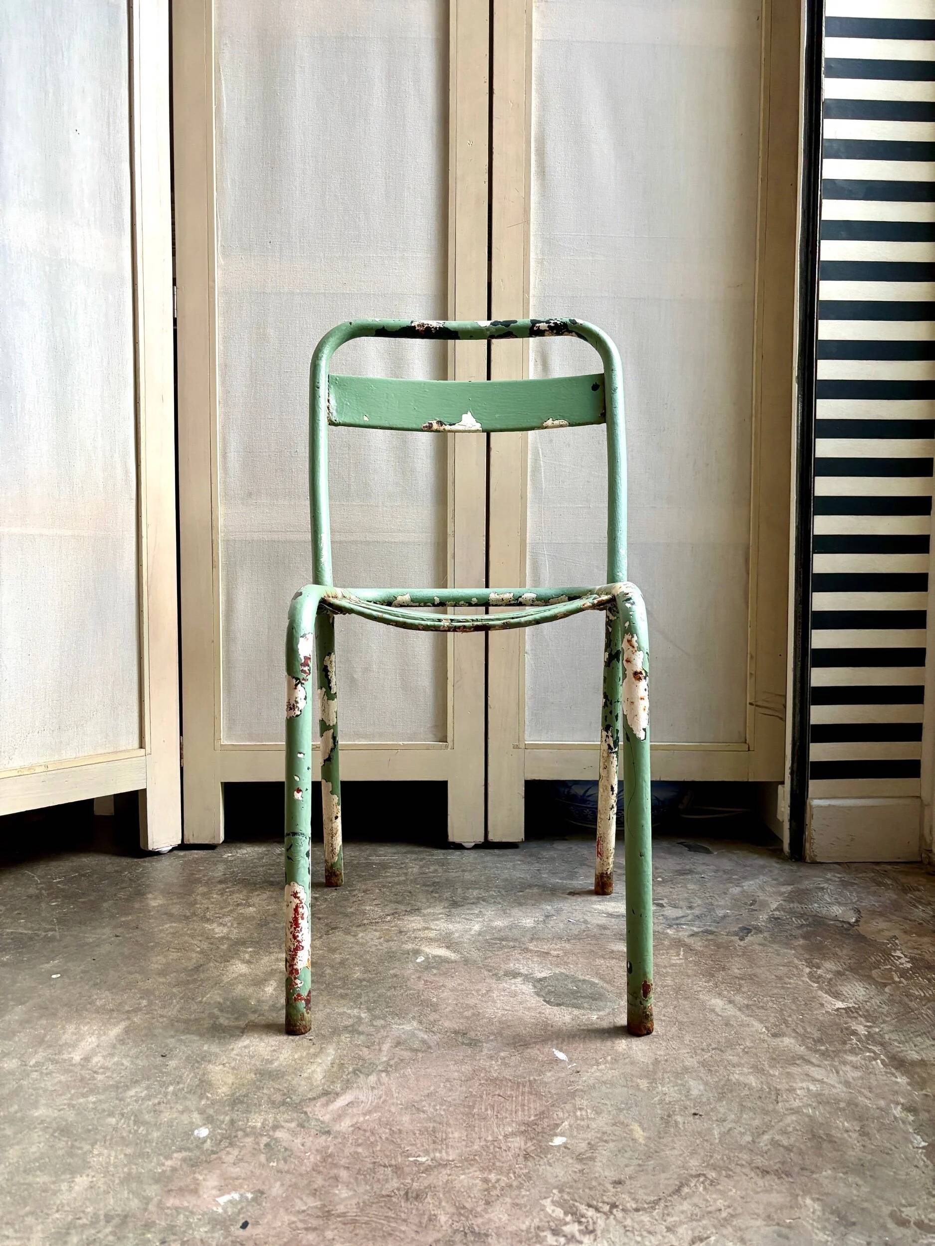 Tolix green metal garden chair no. 2