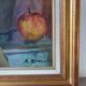 Russian still life with fruits and jug, oil on canvas signed 1986