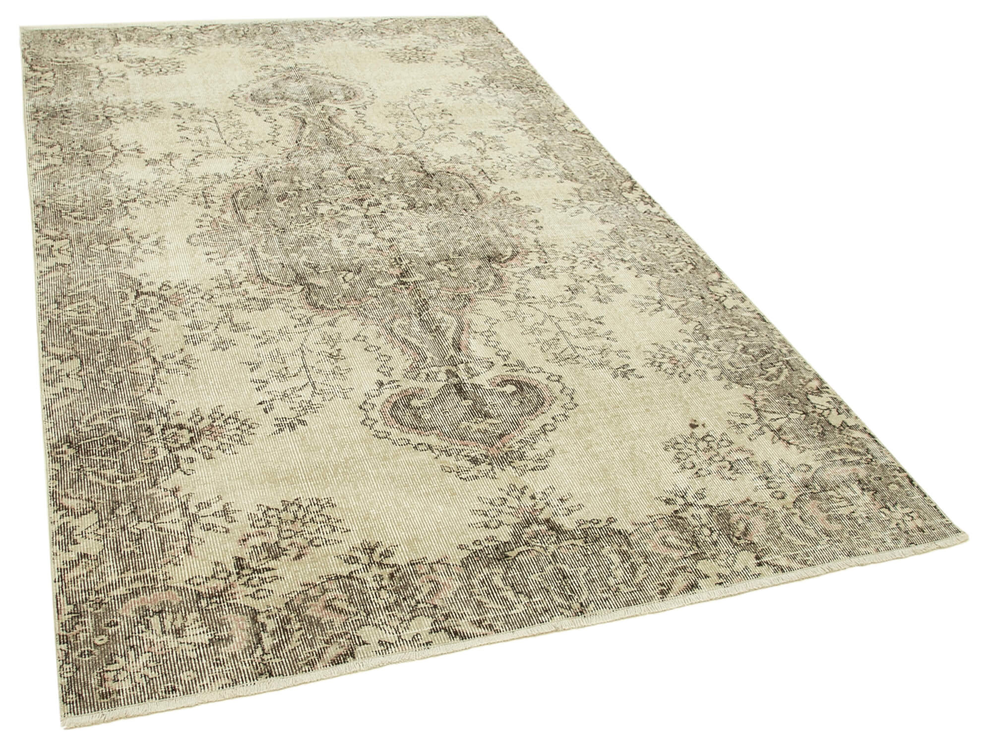 Handmade antique oriental beige rug 156 cm x 253 cm - 38895