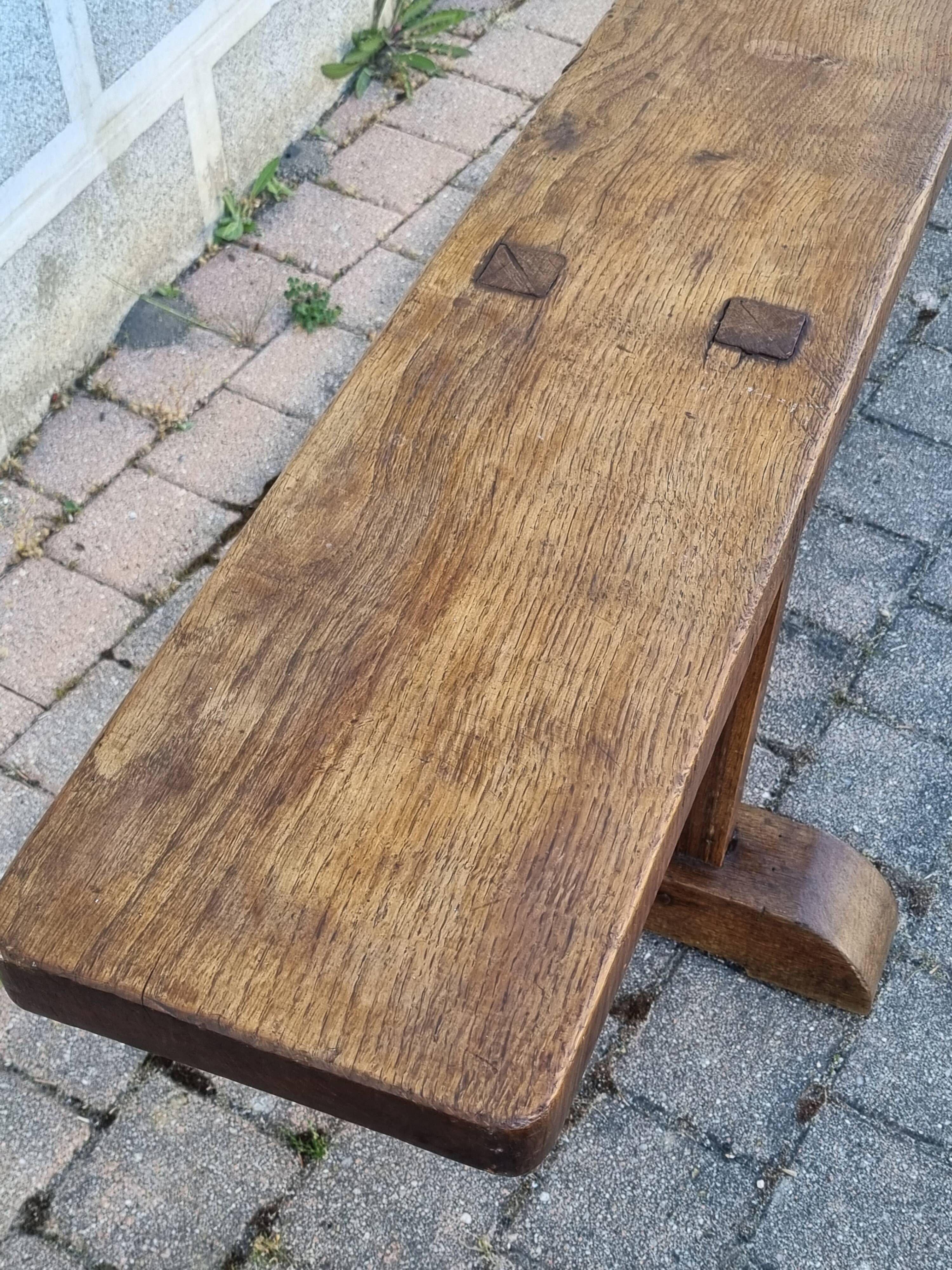 Brutalist farmhouse bench in solid oak 220 cm