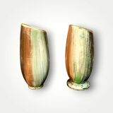 Deux anciens vases en faïence de Hubert Bequet (Belgique) - années 50