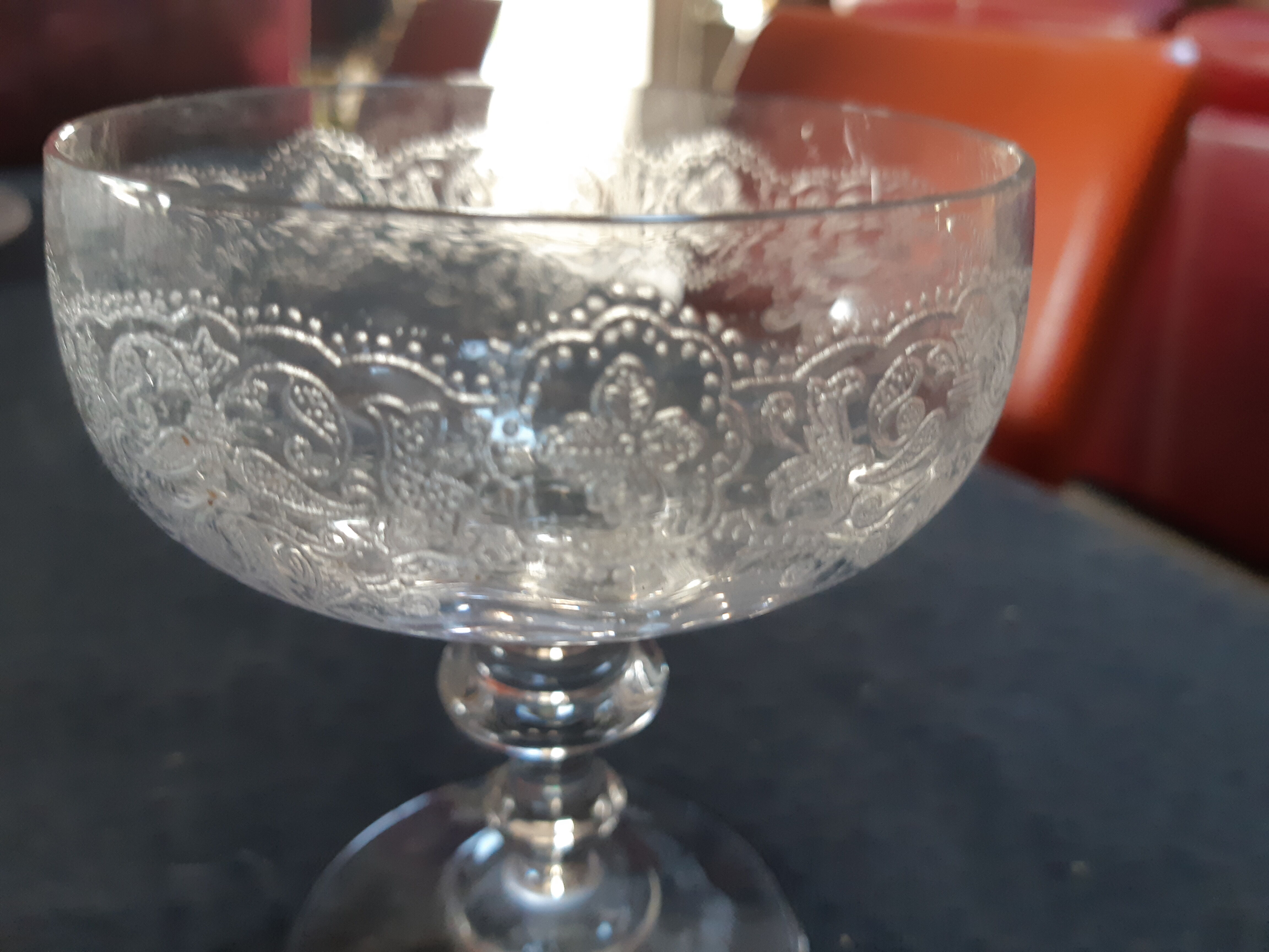 6 old champagne glasses