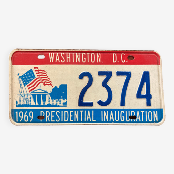 Plaque immatricualtion Washington USA 1969