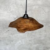 Small pendant light in corrugated teak leaf (Small D:30 H:20)