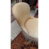 Chauffeuse d'époque Napoléon III tissu jaune