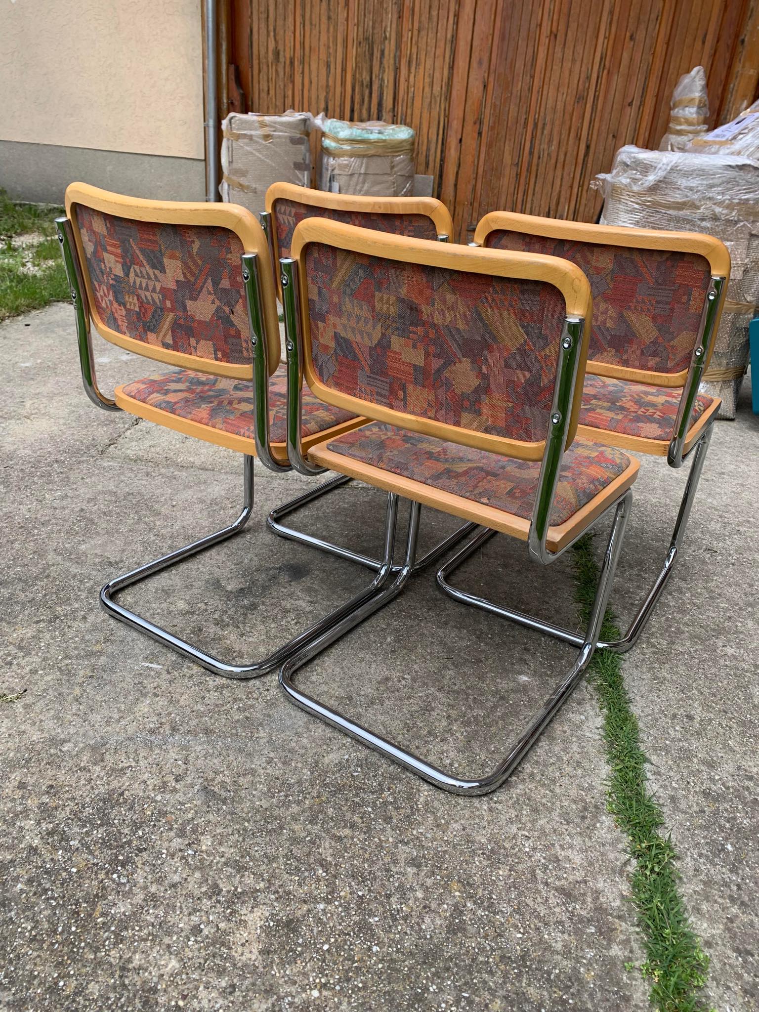 Set of 4 mid century modern upholstered cesca chair Italy 1970