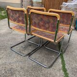 Set of 4 mid century modern upholstered cesca chair Italy 1970