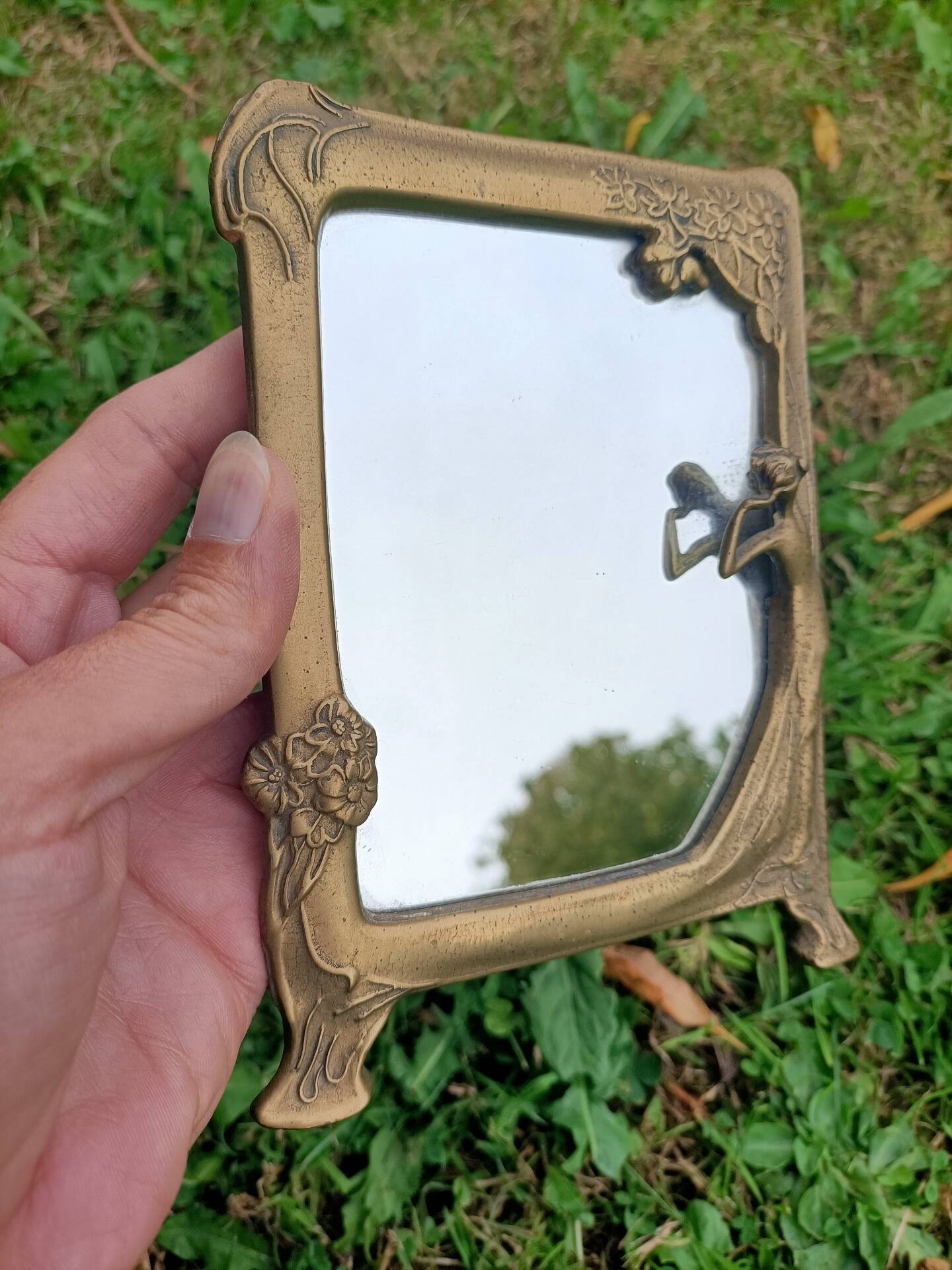 Brass retro mirror The Lady of the Lake