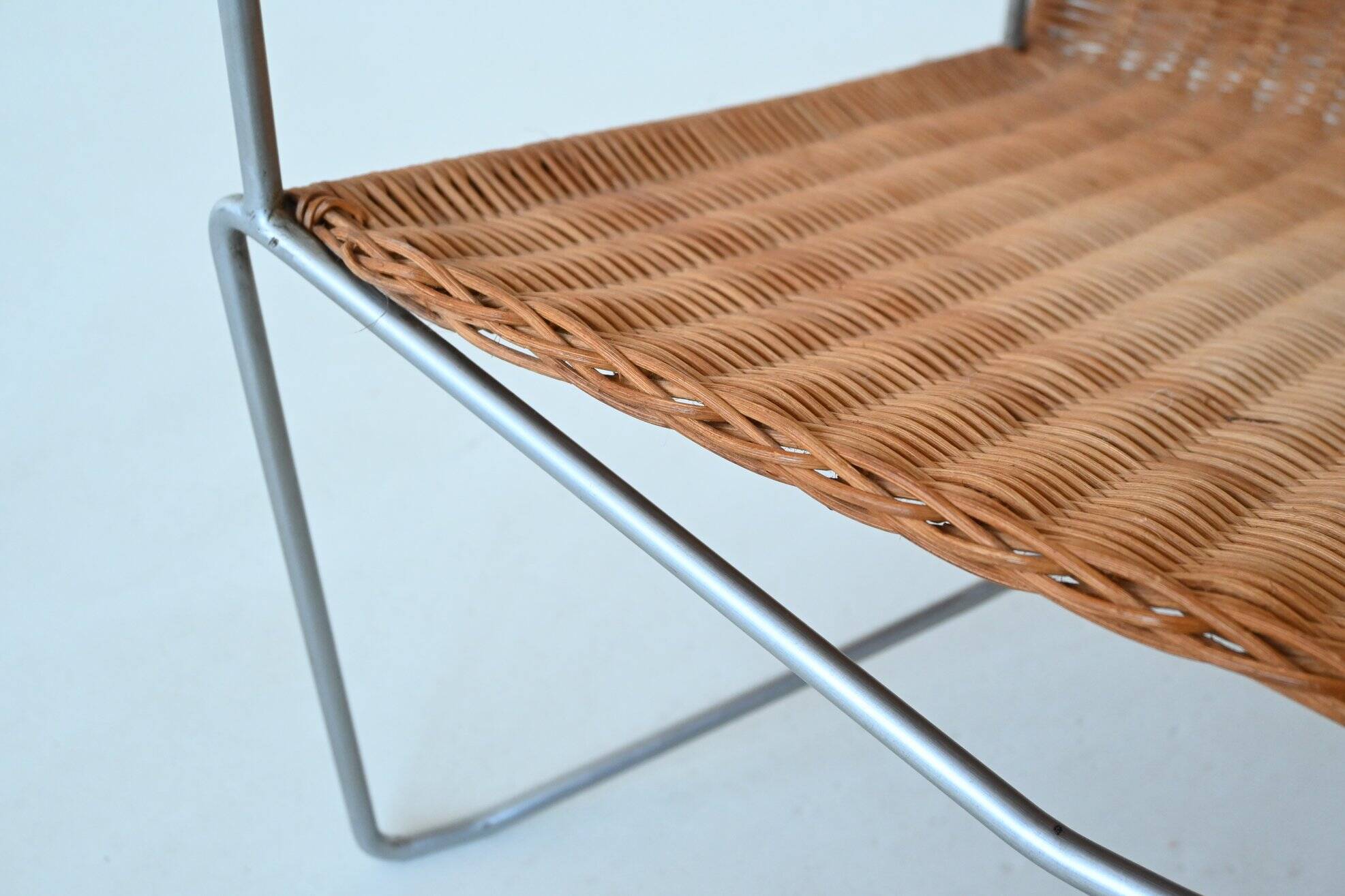 Pair of lounge chairs steel and rattan Gelderland The Netherlands 1964