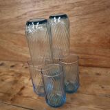 6 verres à eau bleu à tourbillon optique luminarc