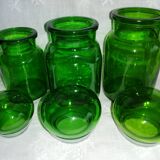 Trio of green jars