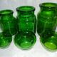 Trio of green jars