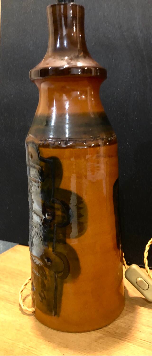 Large Danish ceramic lamp 1960 signed Hanne