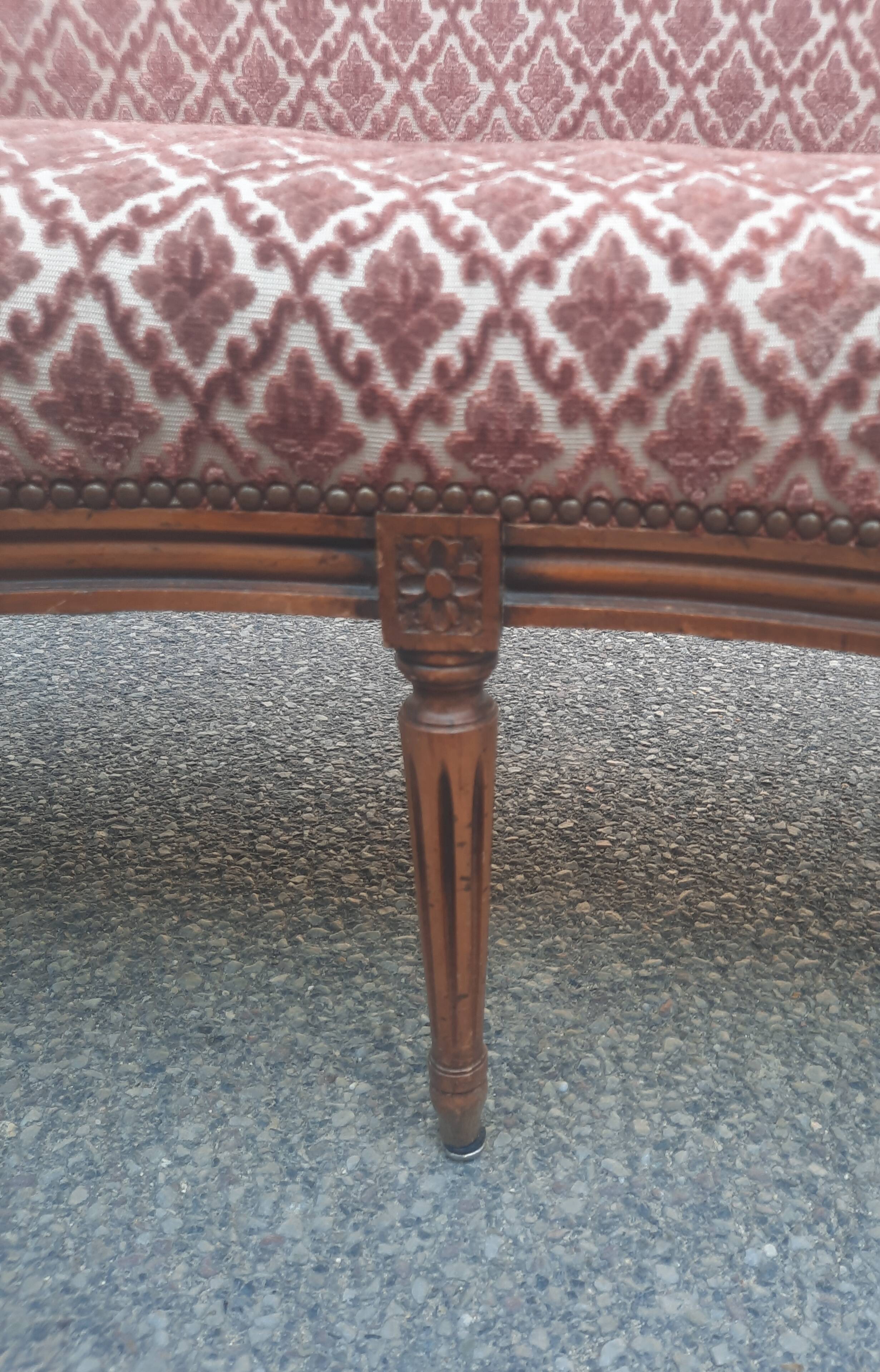 Louis XVI style sofa in natural wood