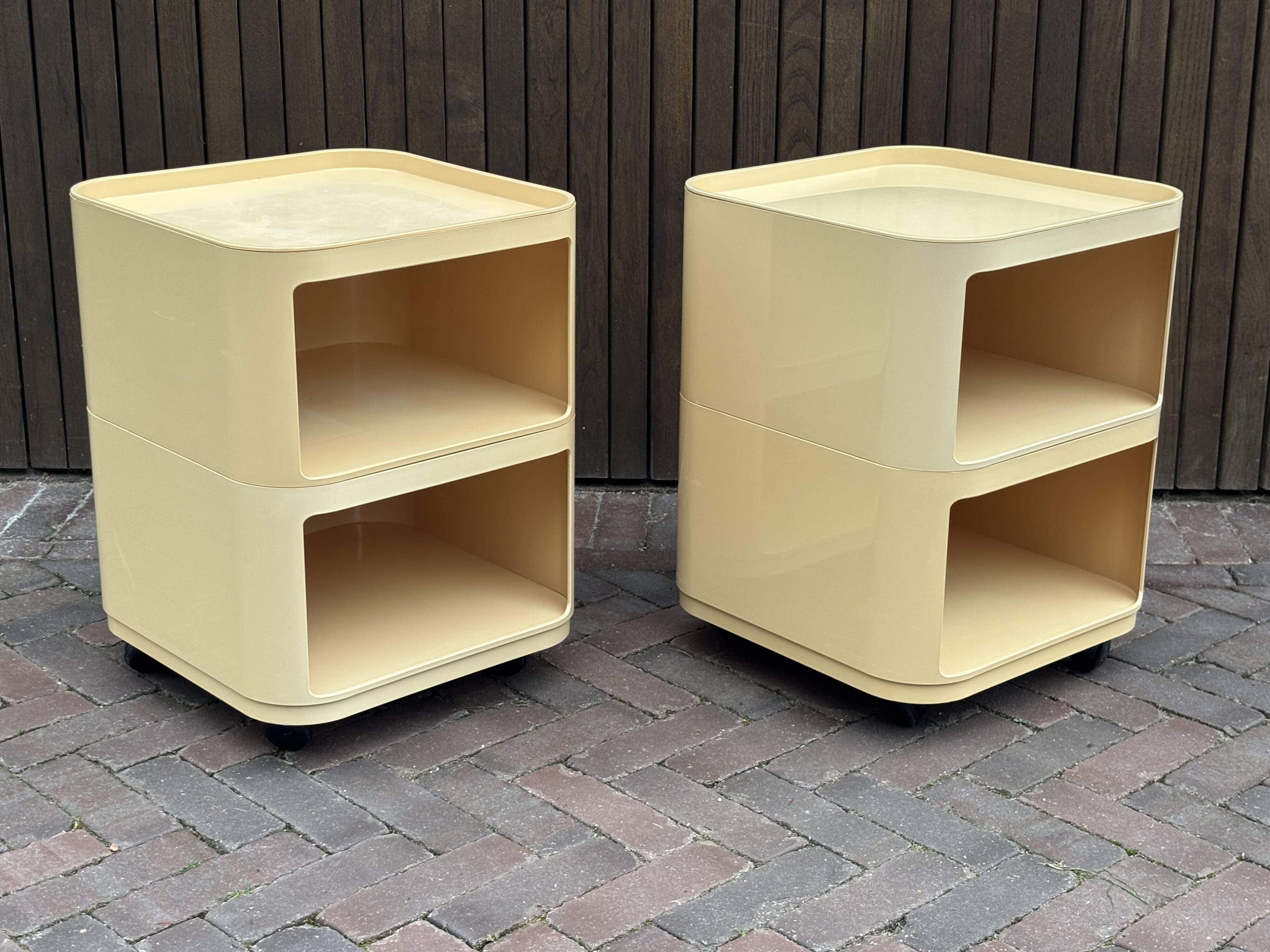 Ensemble vintage de deux chariots Kartell Componibili 4970 par Anna Castelli