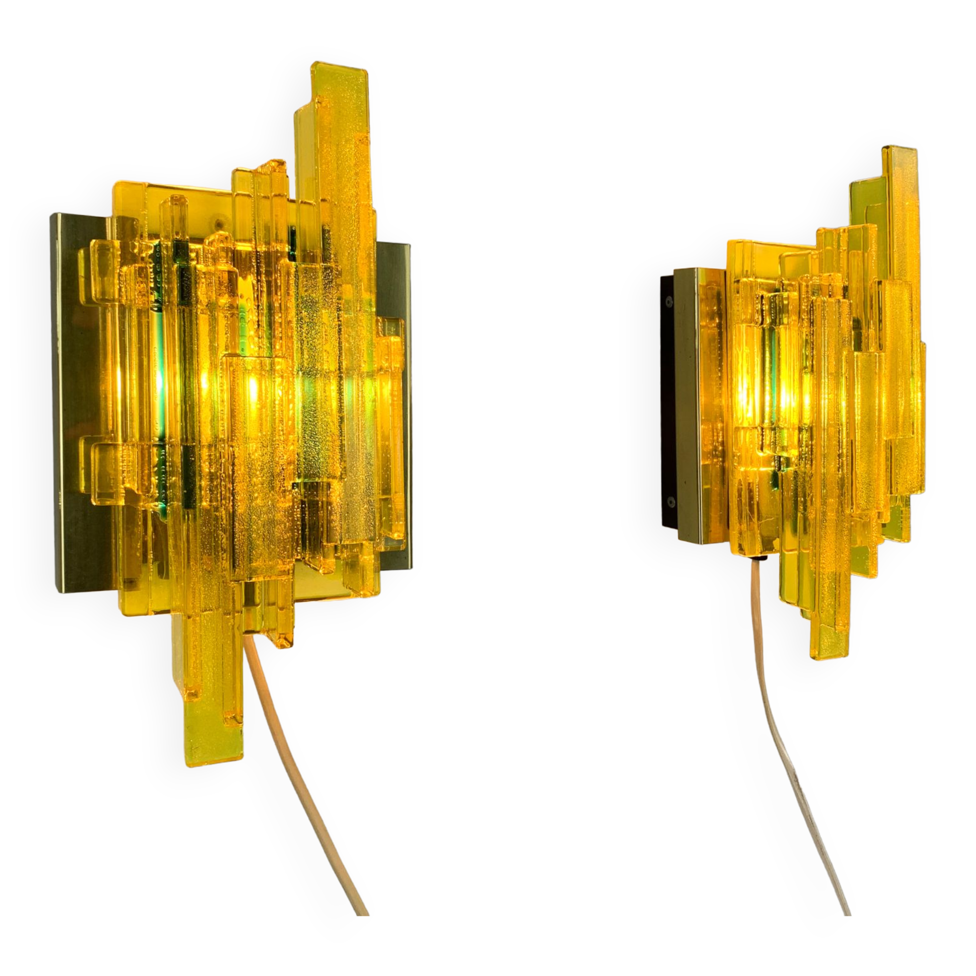 Pair appliques brutalistes, Claus Bolby for Cebo Industri, Denmark, 1970s