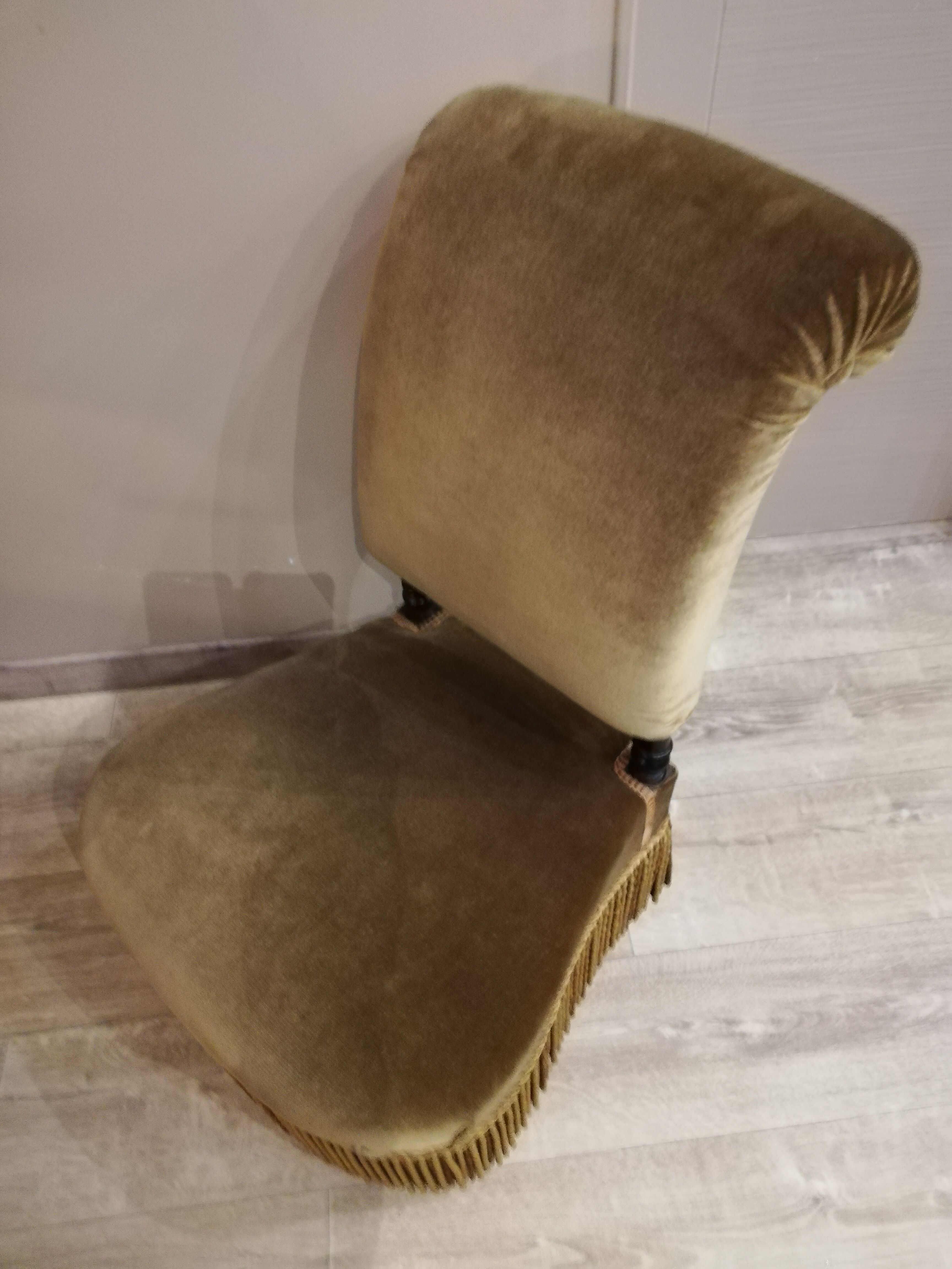 Armchair Toad velvet fringed style Napoleon III