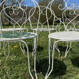 Set of 5 wrought iron garden chairs – openwork seats