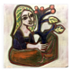 Painting tile in earthenware signed Jaqueline Bartre SANT VICENS CERAMIQUE 1970