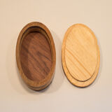 Oval wooden marquetry box