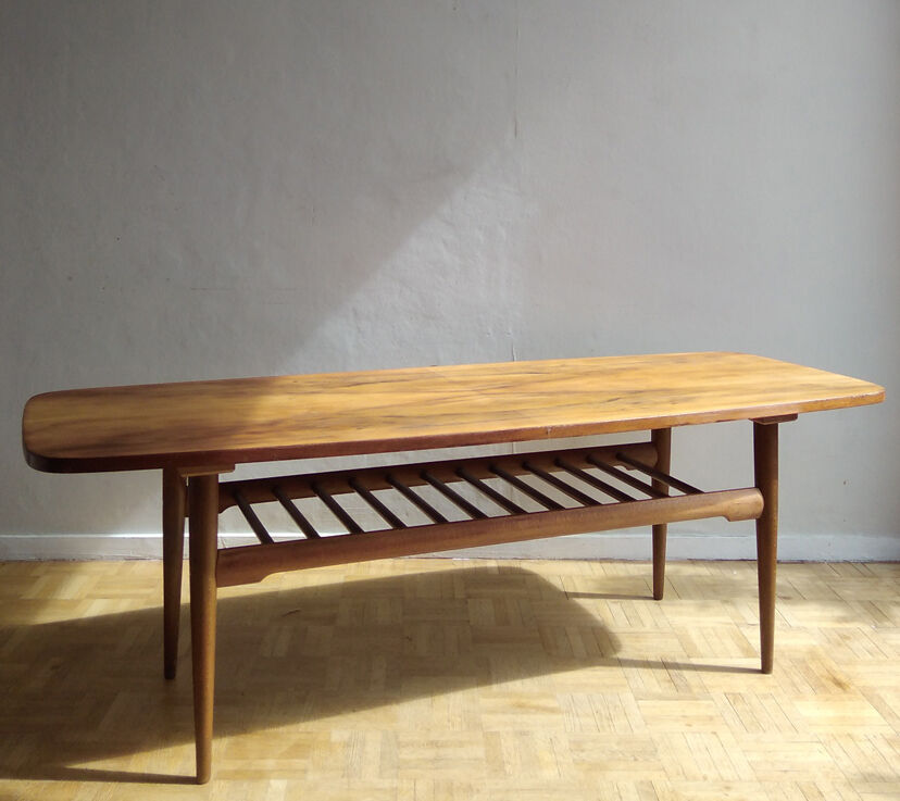 1960s blond wooden coffee table