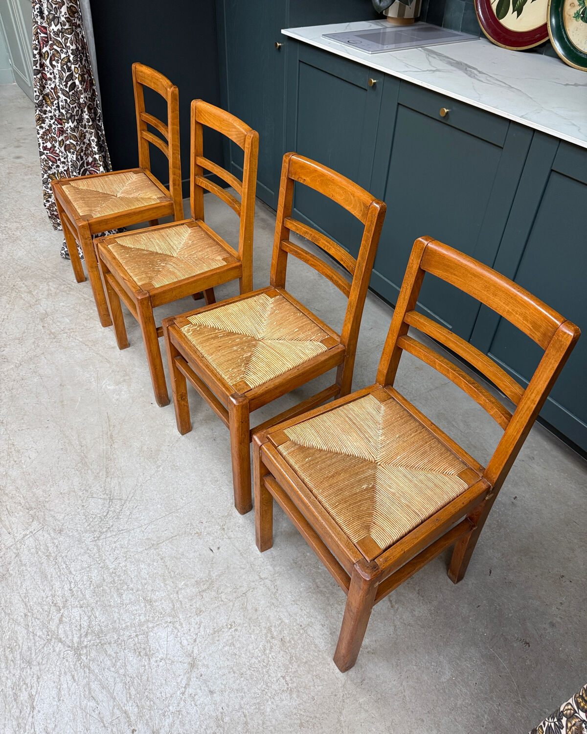 Set of 4 vintage rush chairs