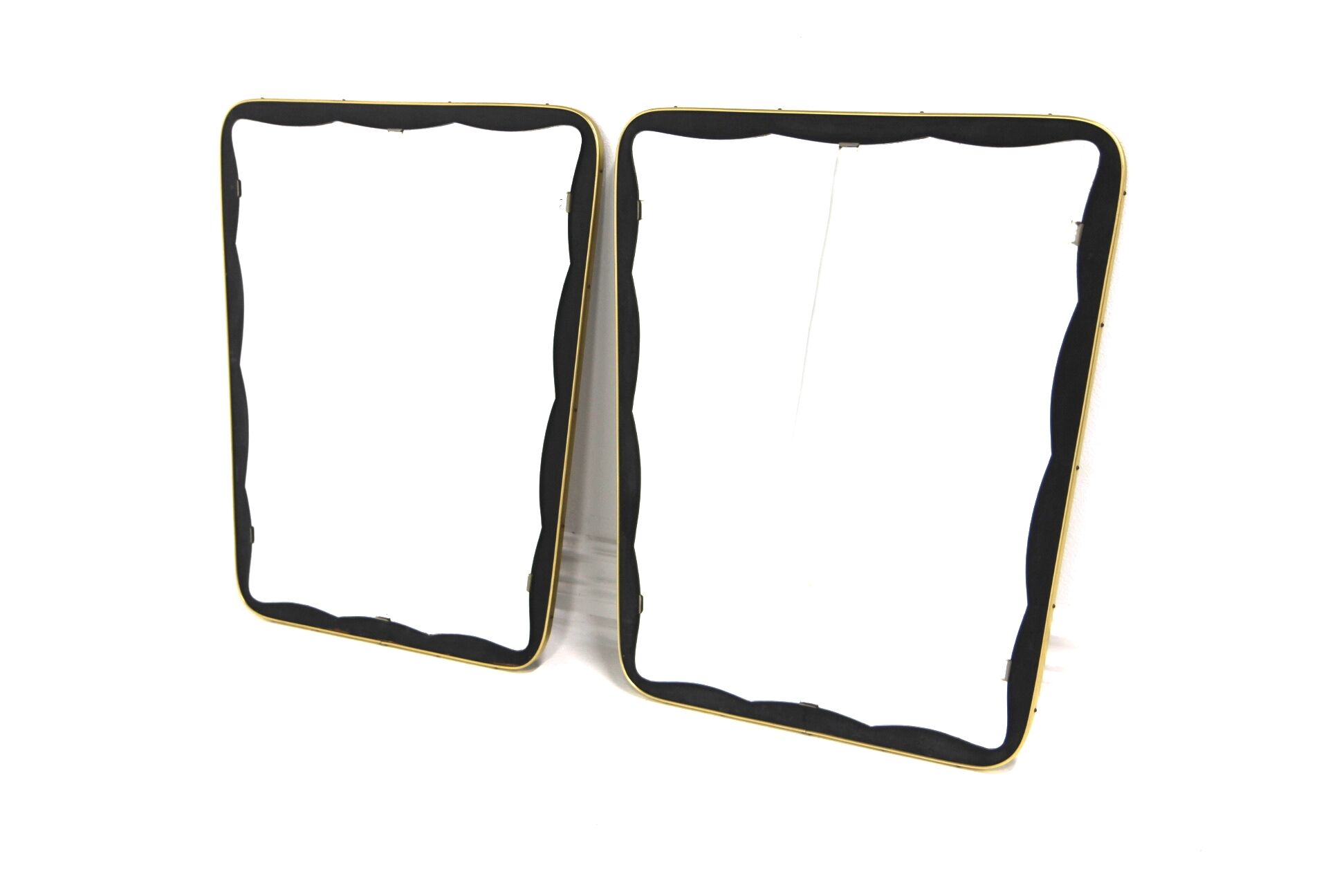 Set of 2 scandinavian metal mirrors, sweden 1960