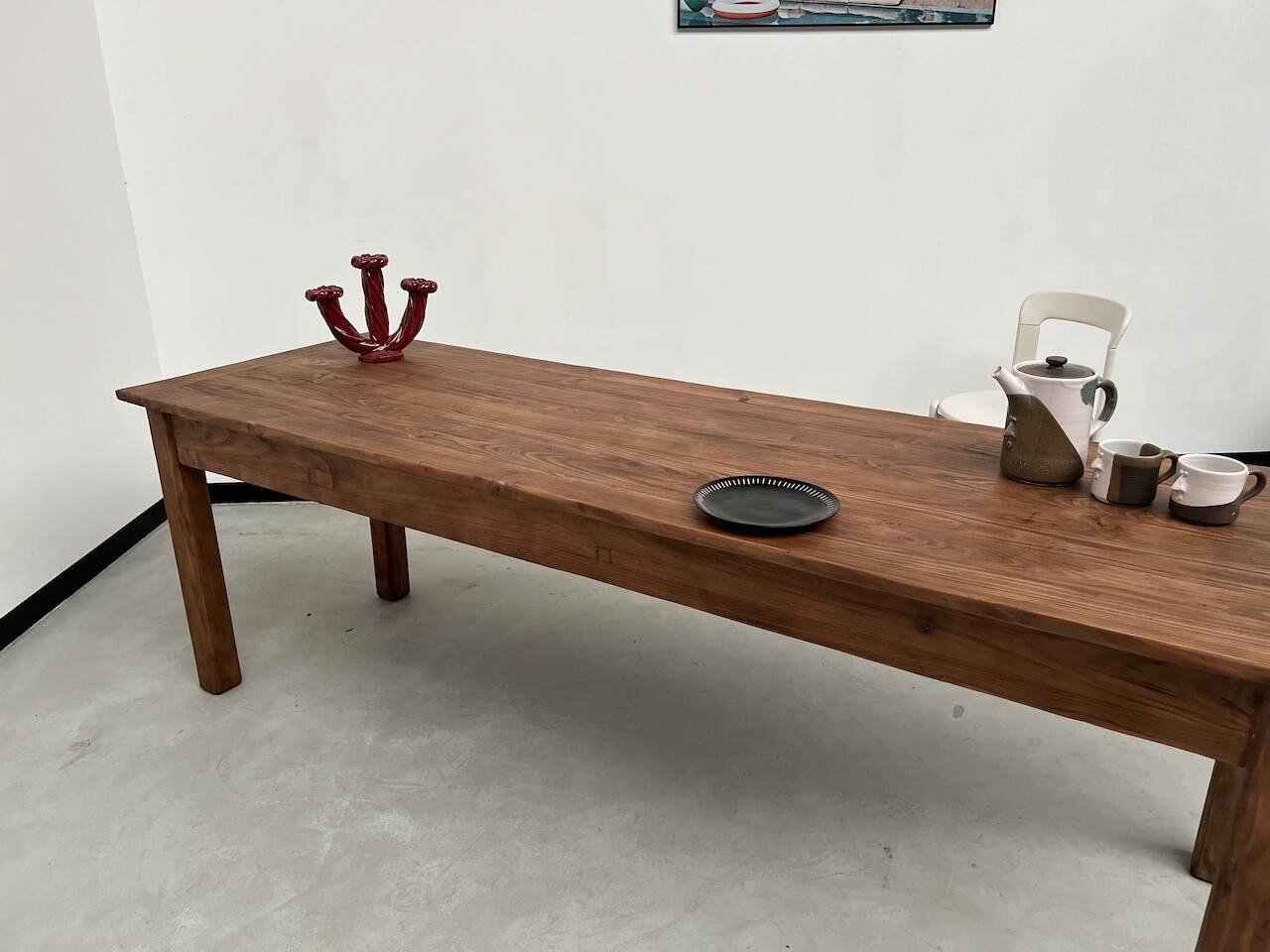 Table de ferme en pin 223 cm, années 70