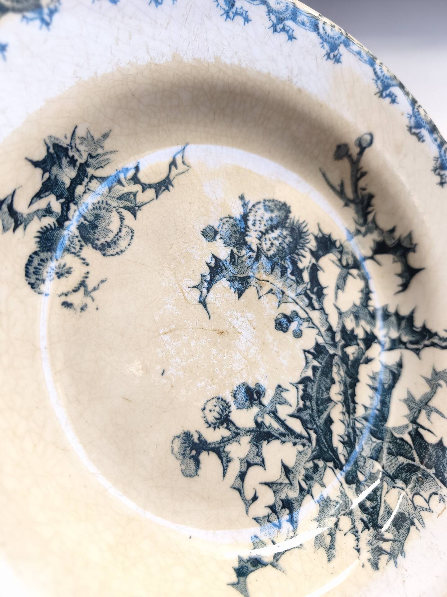 Vintage decorative plate, Gien Chardon bleu model, ironstone.