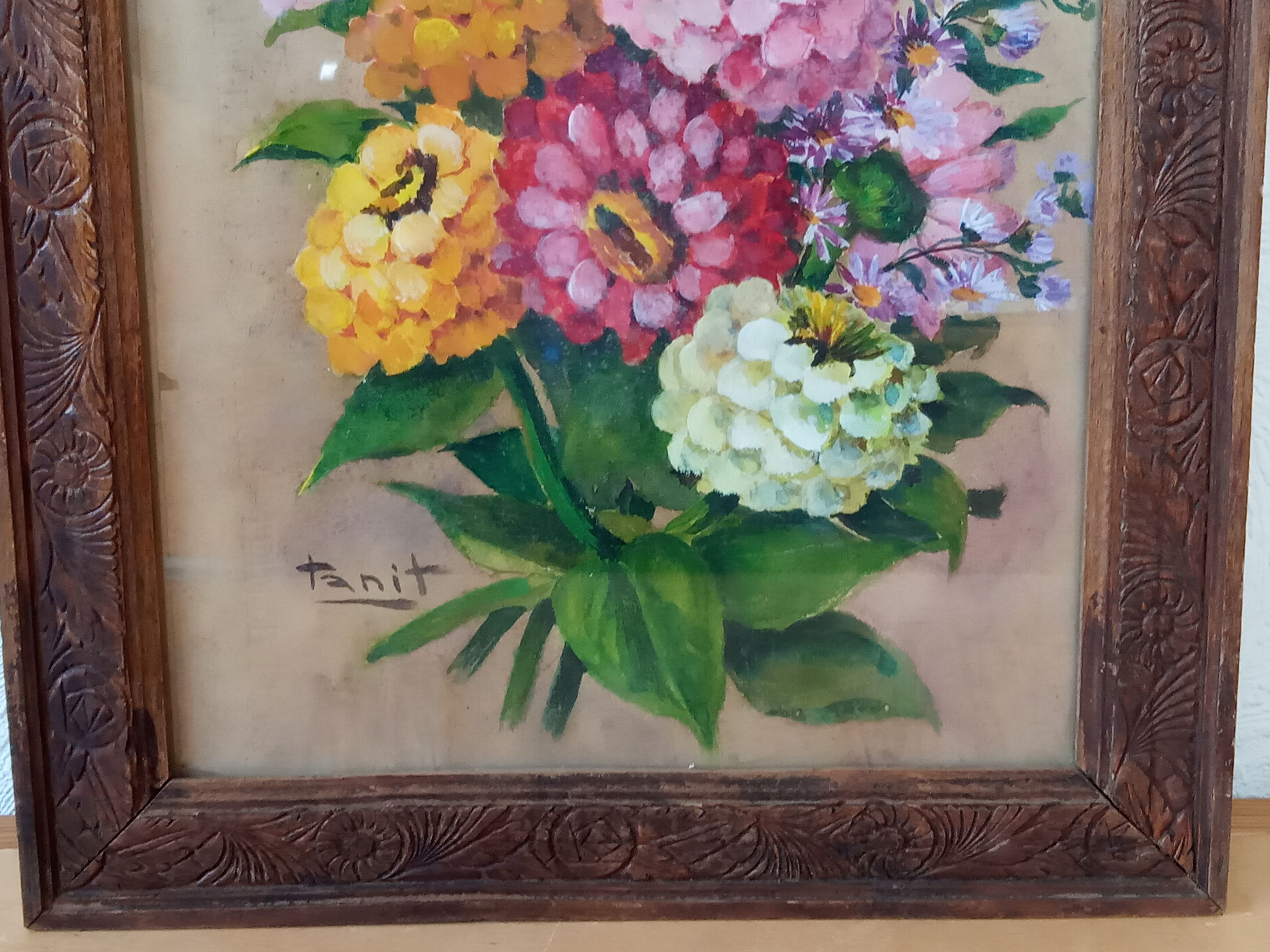 Bouquet painting with gouache