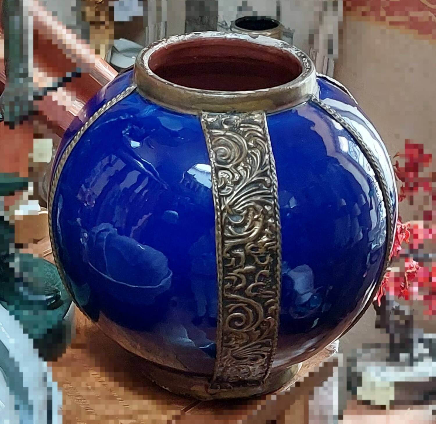 Glazed pottery vase