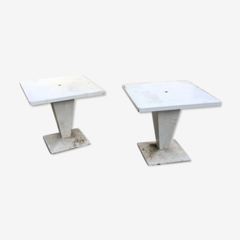 2 white Tolix Kub tables