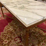 Table basse laiton et marbre blanc style Louis XVI