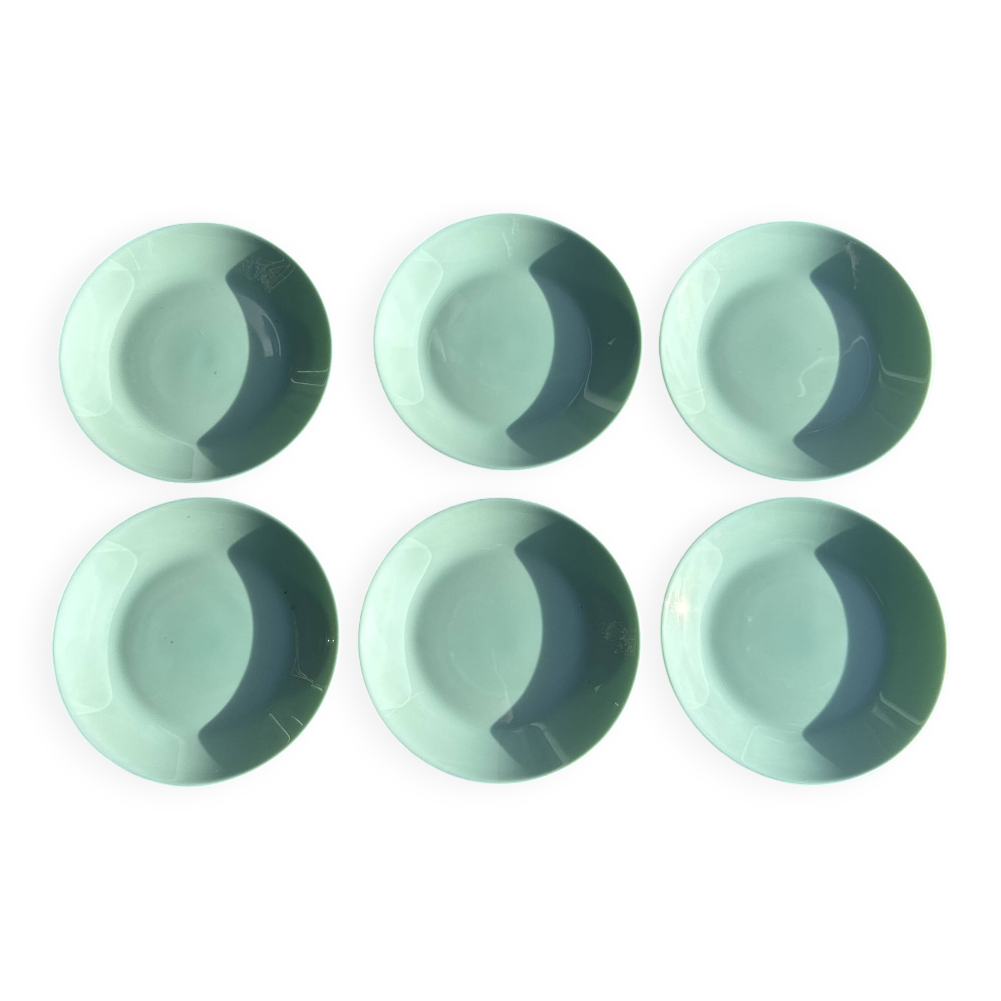 Set of 6 vintage turquoise blue dessert plates D18