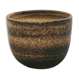 vintage ceramic brown brutalist flower pot large