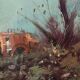 Oil painting on faesite landscape signed "DE BONI" 60s with frame