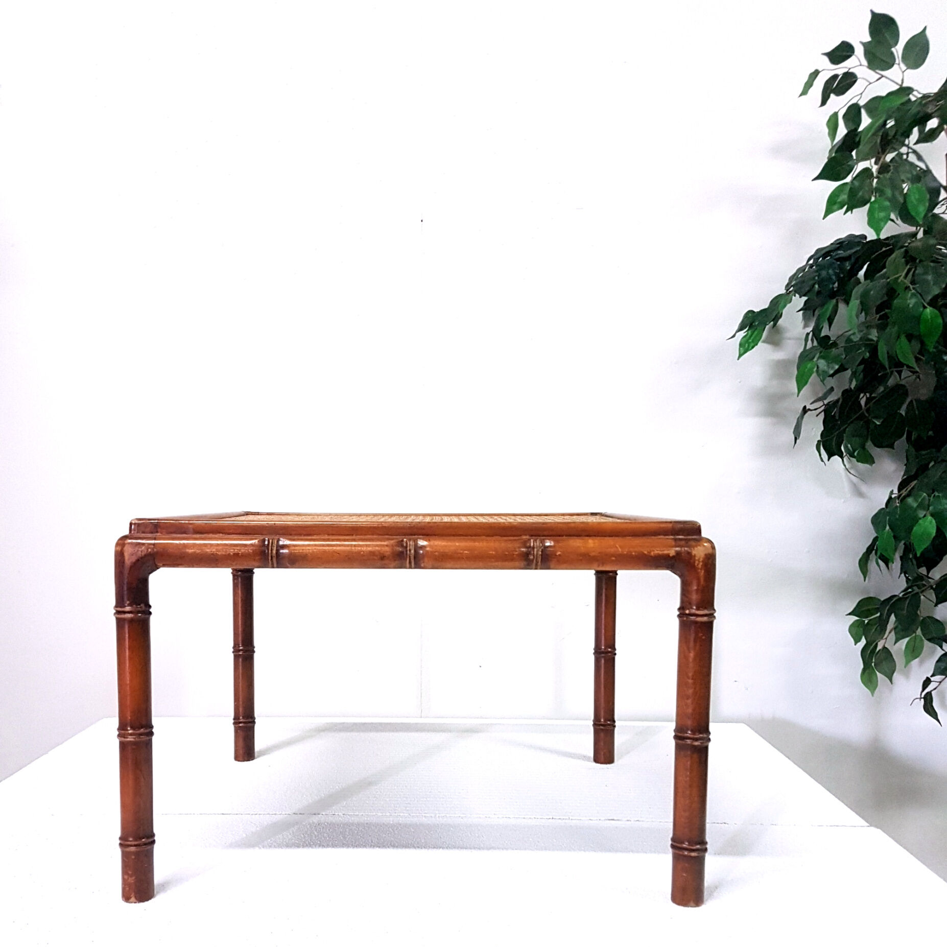 Mid century faux bamboo and rattan side table, 1960s