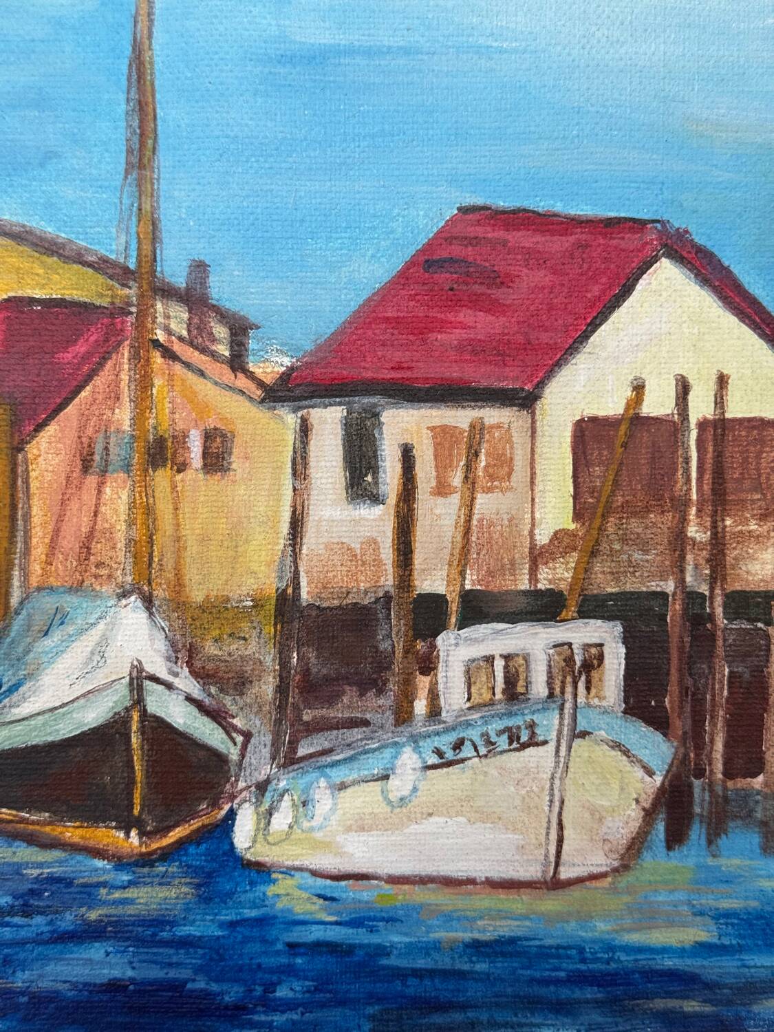 Old marine painting from the 20th century