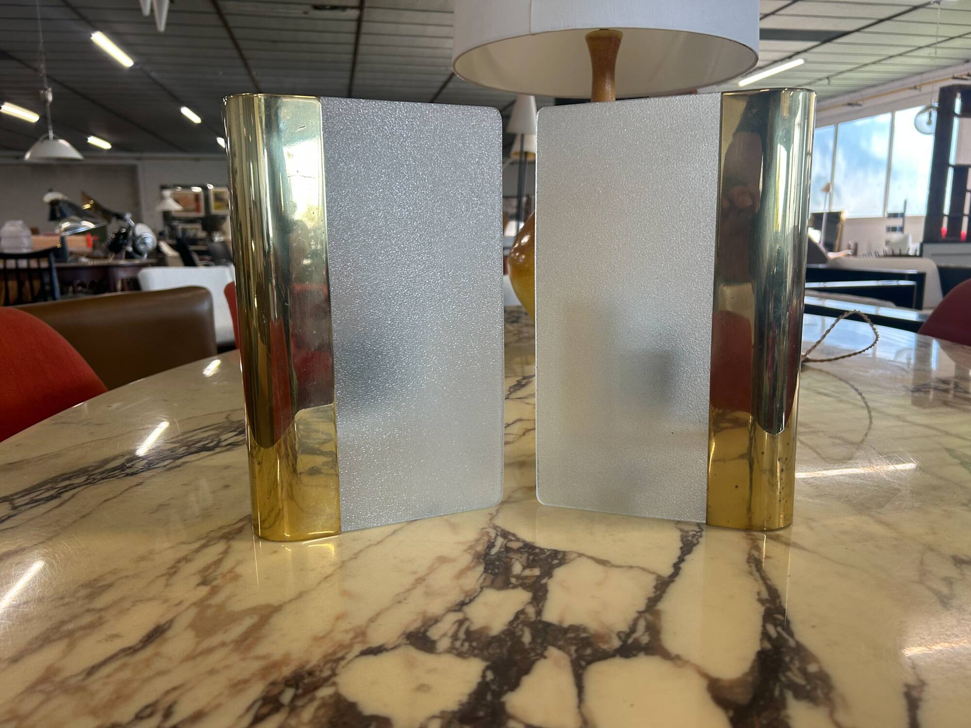 Pair of Metalarte wall lights in glass and brass 1990